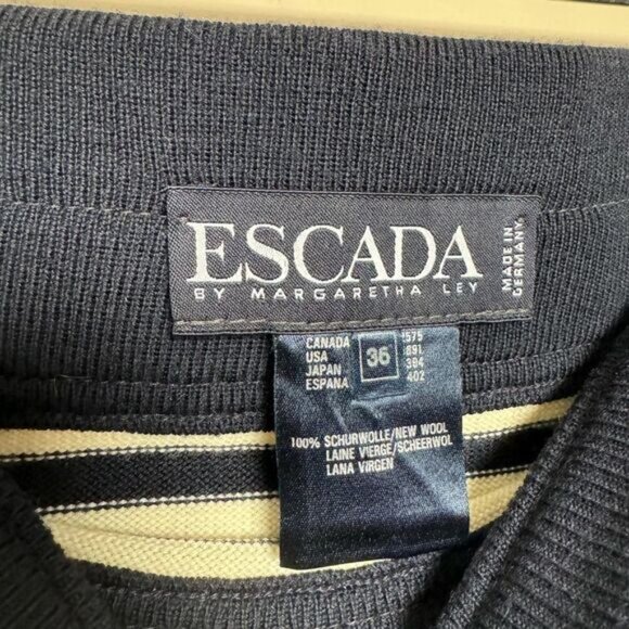 Black/Cream Escada Striped Wool Skirt Size 36 (6/S) EUC - Picture 3 of 4